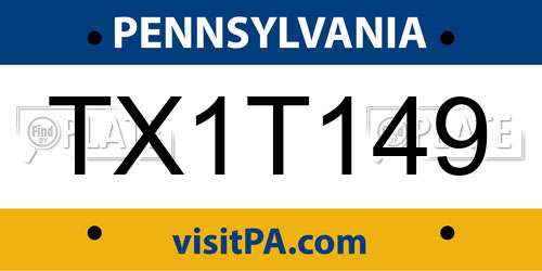 TX1T149 Pennsylvania License Plate