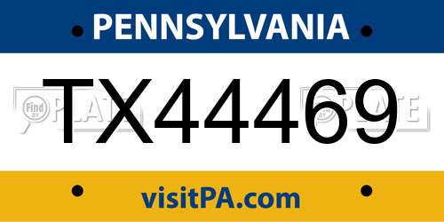 TX44469 Pennsylvania License Plate