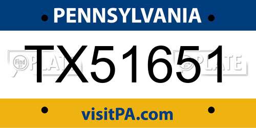 TX51651 Pennsylvania License Plate
