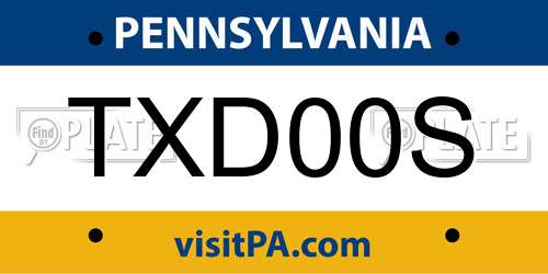 TXD00S Pennsylvania License Plate