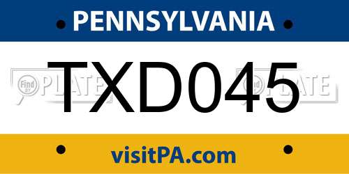 TXD045 Pennsylvania License Plate