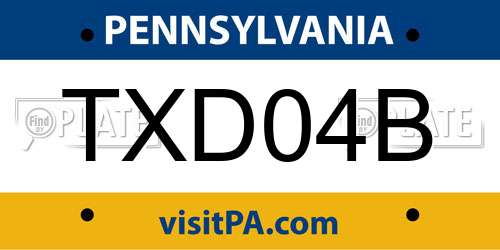 TXD04B Pennsylvania License Plate