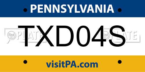 TXD04S Pennsylvania License Plate
