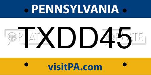 TXDD45 Pennsylvania License Plate