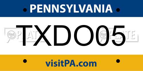 TXDO05 Pennsylvania License Plate