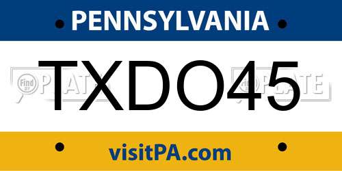 TXDO45 Pennsylvania License Plate