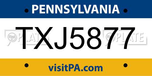 TXJ5877 Pennsylvania License Plate