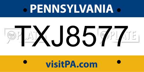 TXJ8577 Pennsylvania License Plate