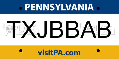 TXJBBAB Pennsylvania License Plate