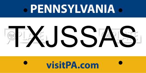 TXJSSAS Pennsylvania License Plate