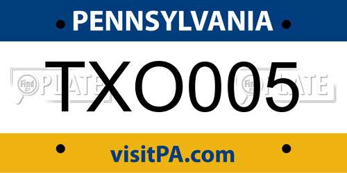 TXO005 Pennsylvania License Plate