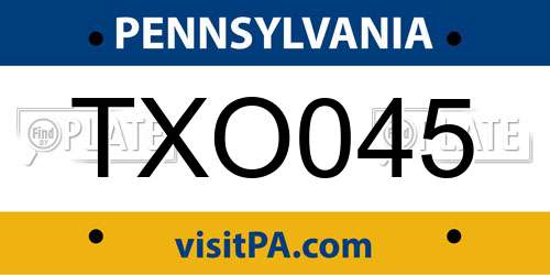 TXO045 Pennsylvania License Plate