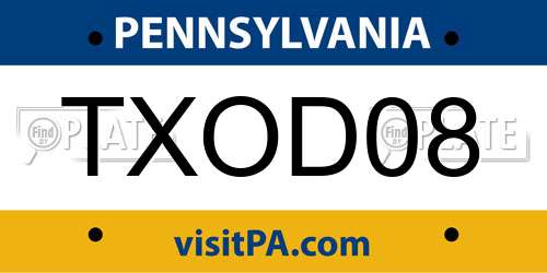 TXOD08 Pennsylvania License Plate