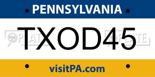 TXOD45 Pennsylvania License Plate