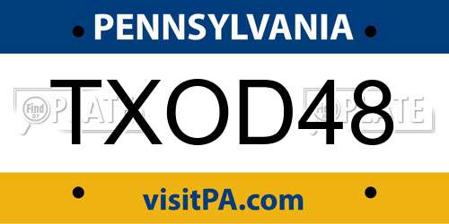 TXOD48 Pennsylvania License Plate