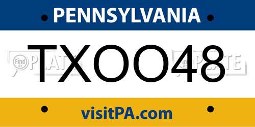 TXOO48 Pennsylvania License Plate