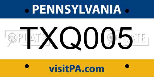 TXQ005 Pennsylvania License Plate