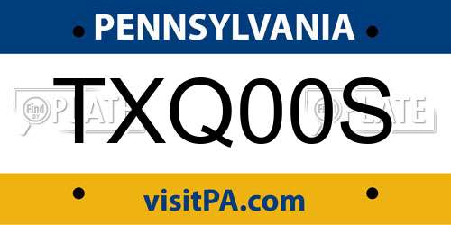 TXQ00S Pennsylvania License Plate
