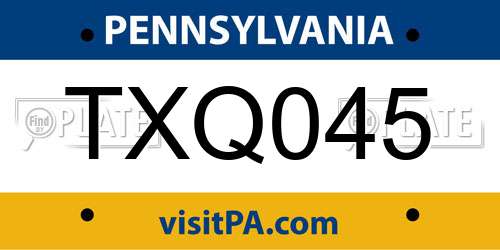 TXQ045 Pennsylvania License Plate