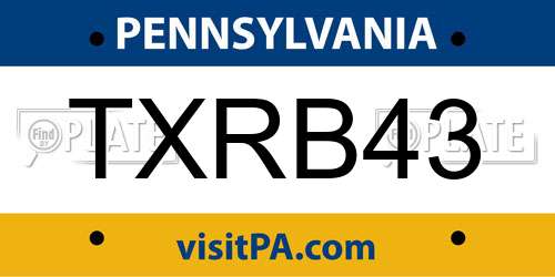 TXRB43 Pennsylvania License Plate