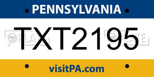 TXT2195 Pennsylvania License Plate