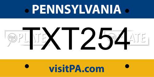 TXT254 Pennsylvania License Plate