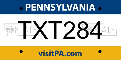 TXT284 Pennsylvania License Plate