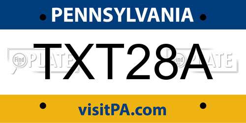 TXT28A Pennsylvania License Plate