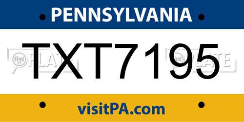 TXT7195 Pennsylvania License Plate