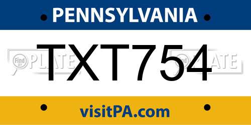 TXT754 Pennsylvania License Plate