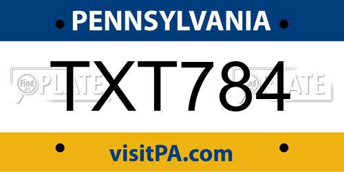 TXT784 Pennsylvania License Plate