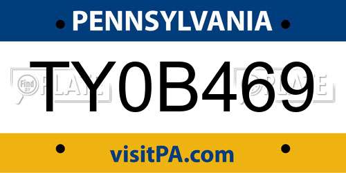 TY0B469 Pennsylvania License Plate