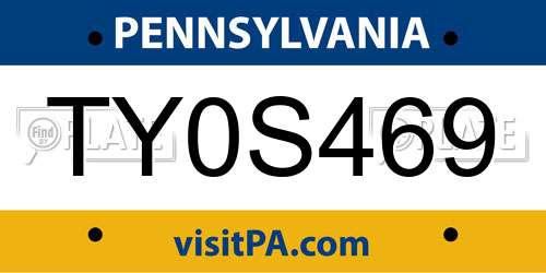 TY0S469 Pennsylvania License Plate