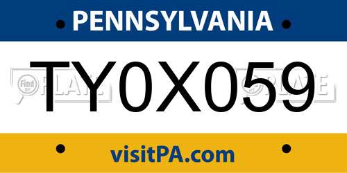 TY0X059 Pennsylvania License Plate