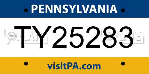 TY25283 Pennsylvania License Plate