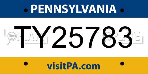 TY25783 Pennsylvania License Plate