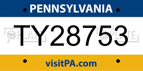 TY28753 Pennsylvania License Plate