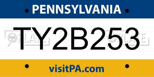 TY2B253 Pennsylvania License Plate