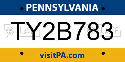TY2B783 Pennsylvania License Plate