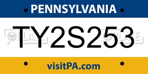 TY2S253 Pennsylvania License Plate