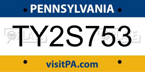 TY2S753 Pennsylvania License Plate