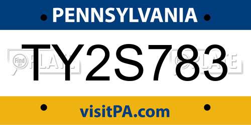 TY2S783 Pennsylvania License Plate