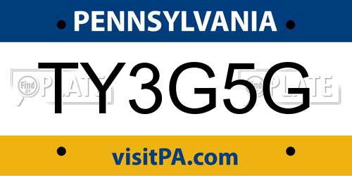 TY3G5G Pennsylvania License Plate