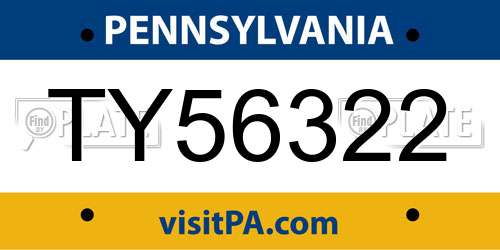 TY56322 Pennsylvania License Plate