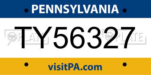 TY56327 Pennsylvania License Plate