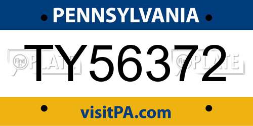 TY56372 Pennsylvania License Plate