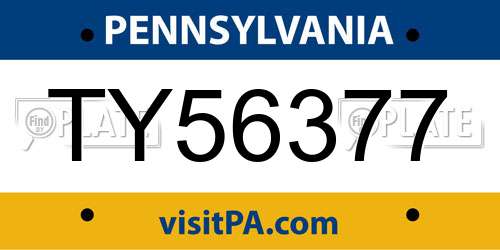 TY56377 Pennsylvania License Plate