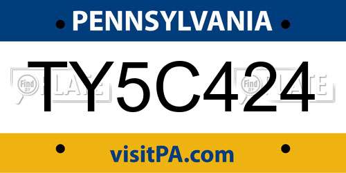 TY5C424 Pennsylvania License Plate
