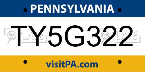 TY5G322 Pennsylvania License Plate