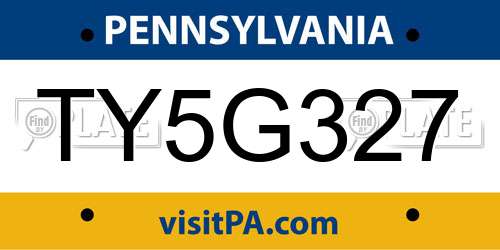 TY5G327 Pennsylvania License Plate